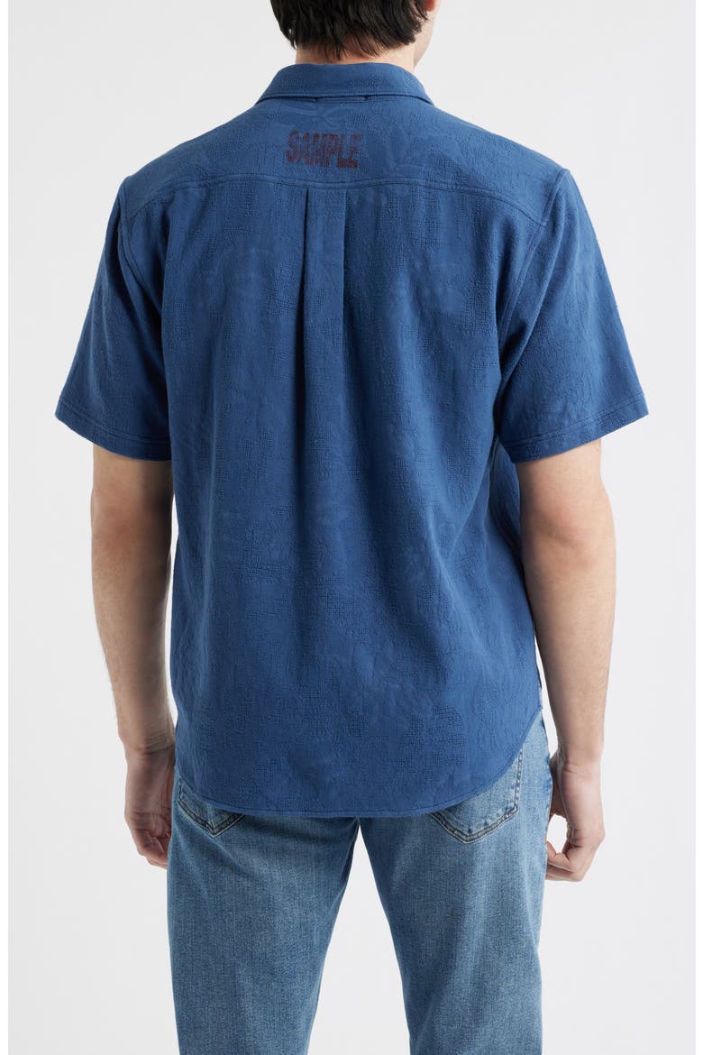 Breeze Island Short Sleeve Cotton Jacquard Button-Up Shirt, Alternate, color, BERING BLUE