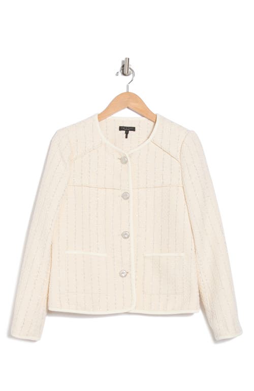 Rag & Bone Mira Collarless Tweed Jacket In White