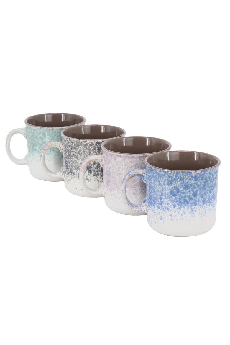 4 Piece 19 Ounce Stoneware Straight Shape Mug Set, Alternate, color, White