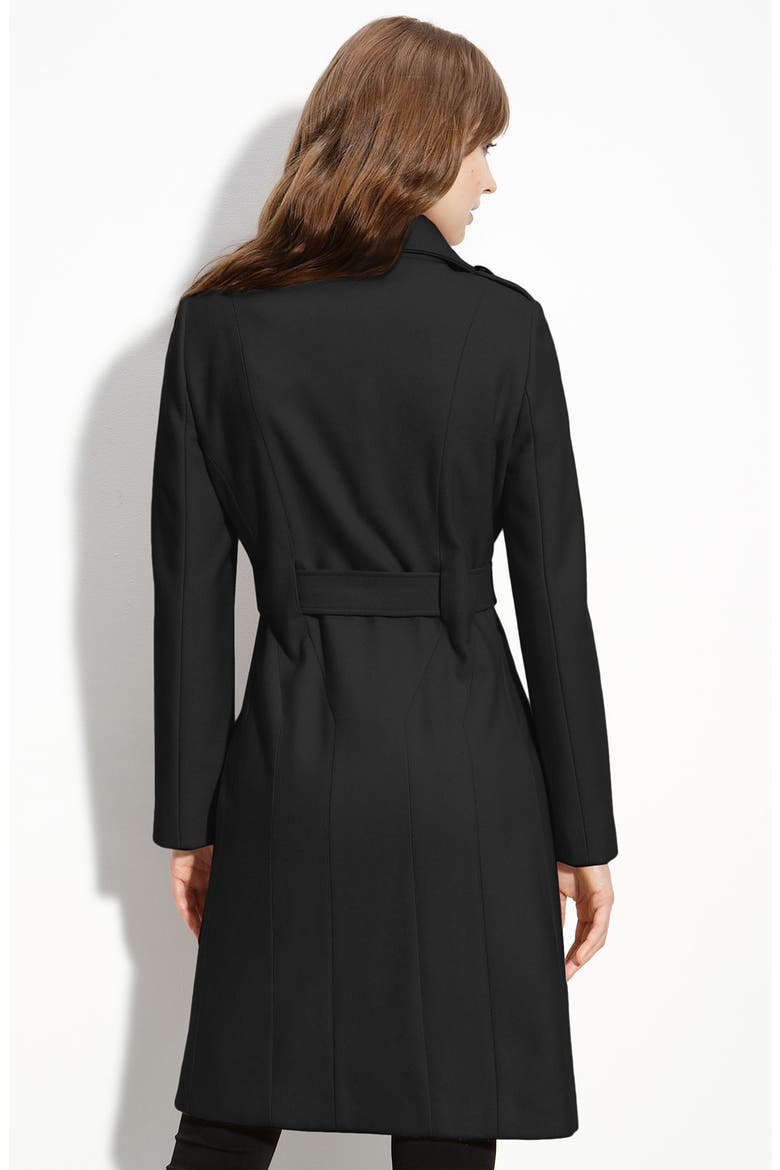 Double Breasted Wool Blend Coat, Alternate, color, BLACK
