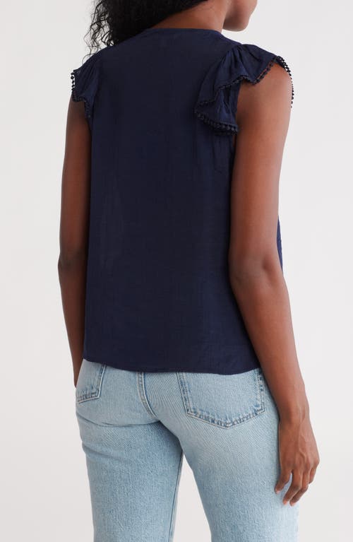 NANETTE LEPORE NANETTE LEPORE FLUTTER SLEEVE BUTTON-UP SHIRT 