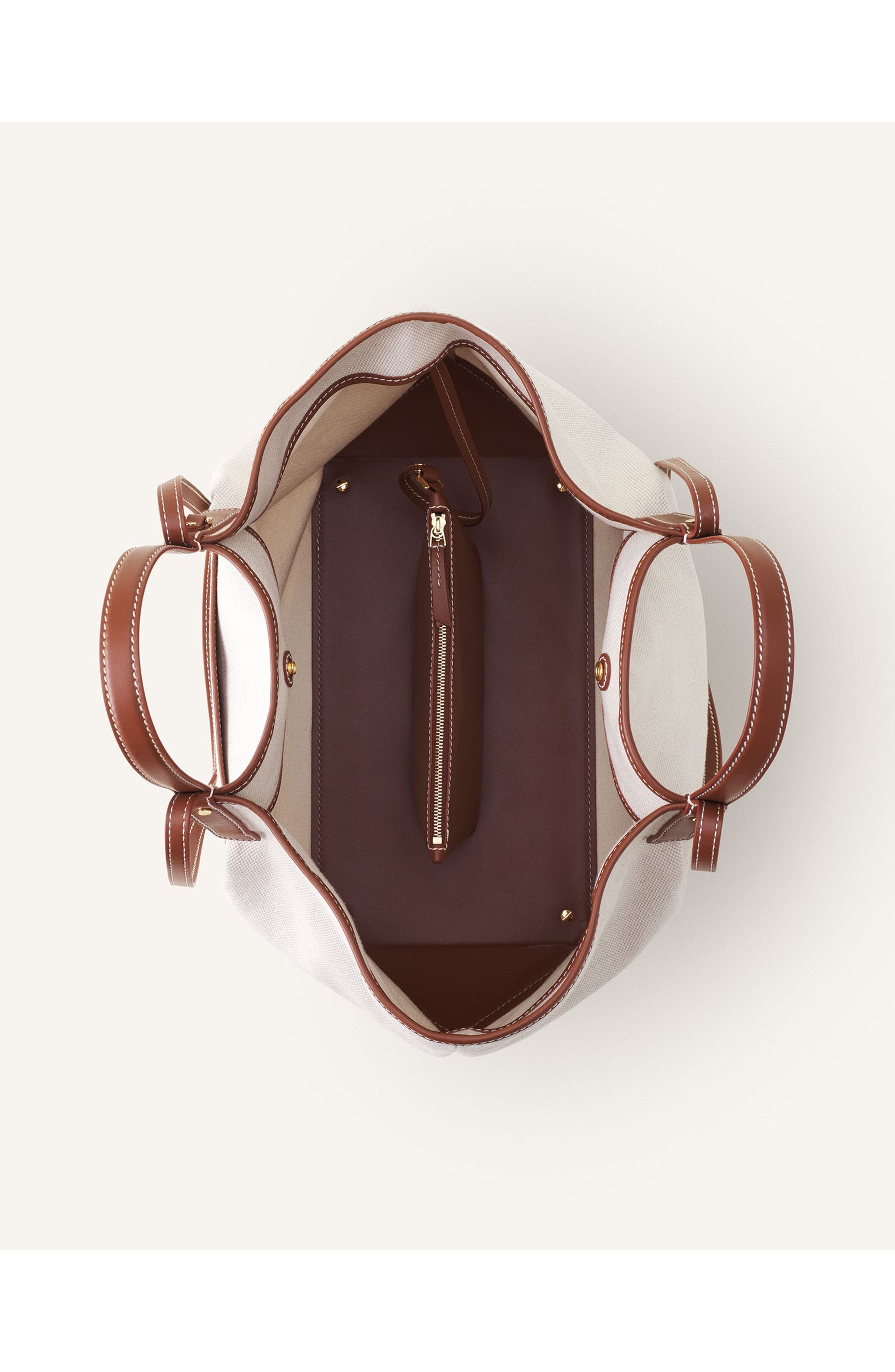 Lanvin Catch By Lanvin Canvas Tote Bag, Alternate, color, Ecru/Cognac