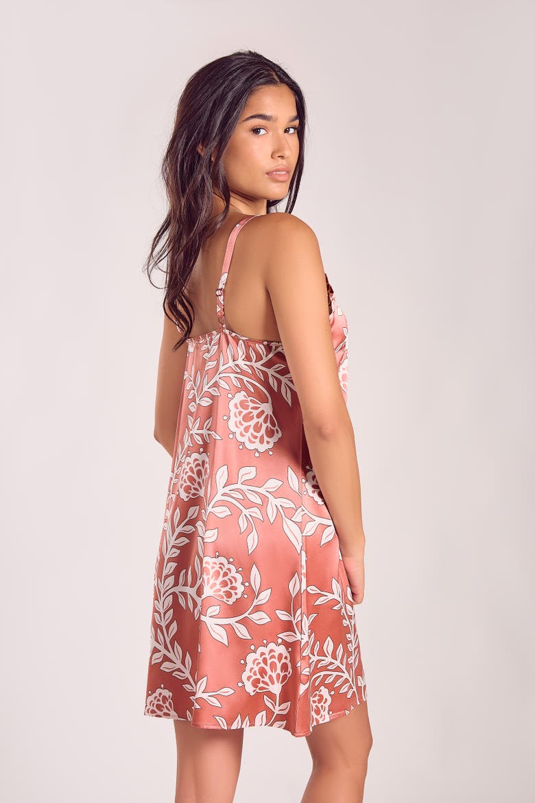 Satin Nightgown with Ruffle Neckline, Alternate, color, Dusty Rose
