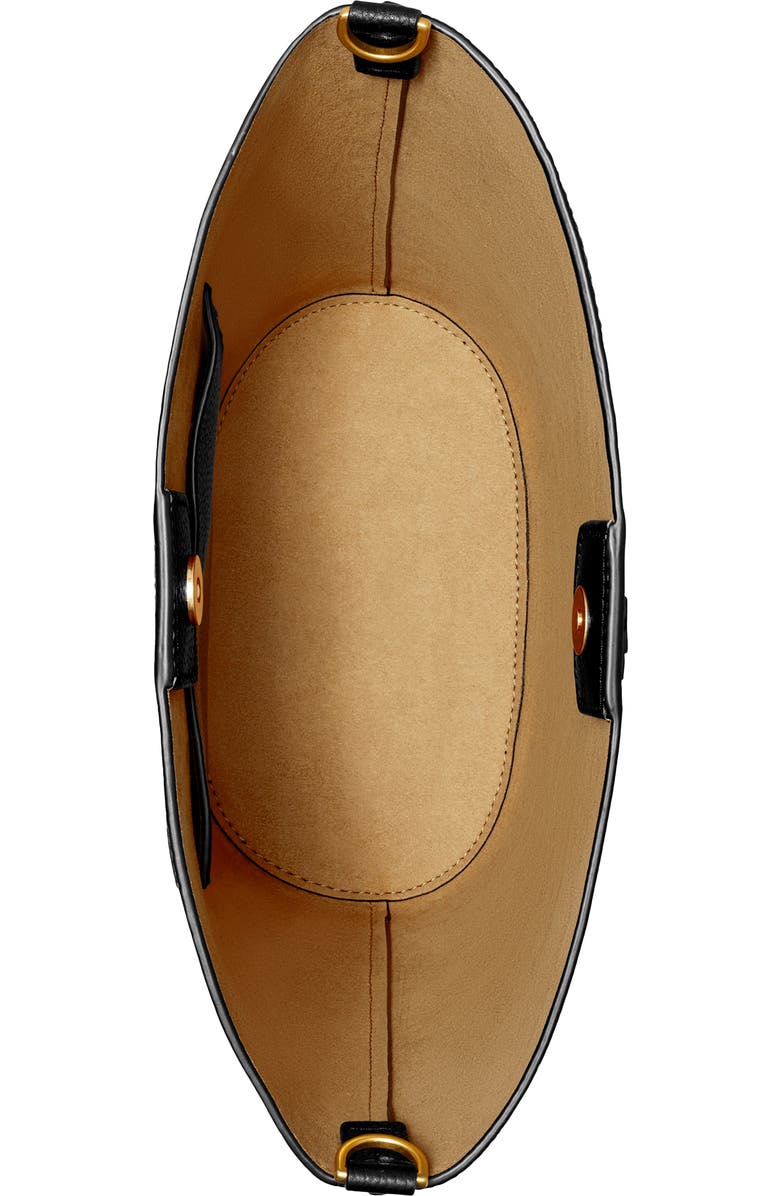 Tory Burch McGraw Leather Bucket Bag, Alternate, color, Black