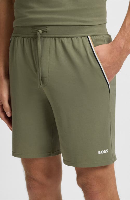 Hugo Boss Boss Unique Stretch Cotton Pajama Shorts In Green
