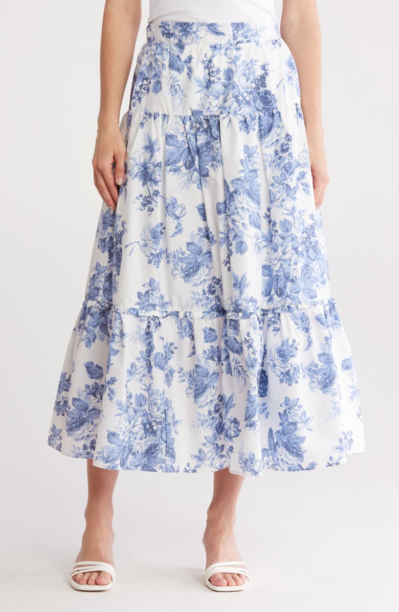 ELIE ELIE TAHARI Poplin Tiered Maxi Skirt, Main, color, 