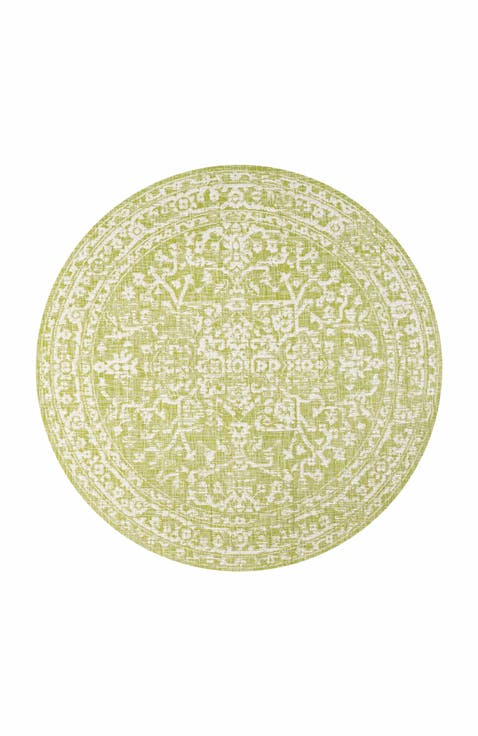 Malta Bohemian Medallion Textured Weave Indoor/Outdoor Round Area Rug