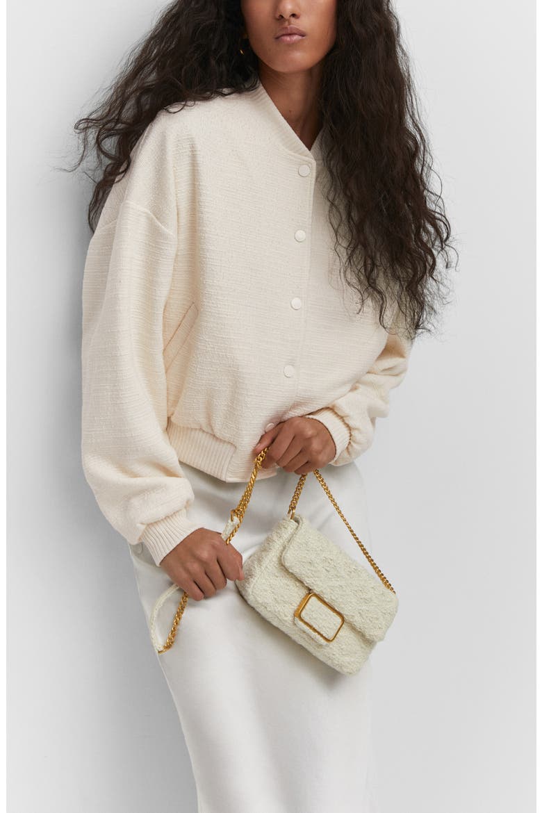 Tweed Bomber Jacket, Alternate, color, BEIGE