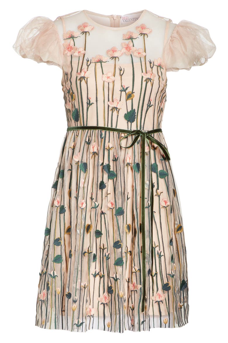 Floral Embroidered Dress, Alternate, color, NUDE