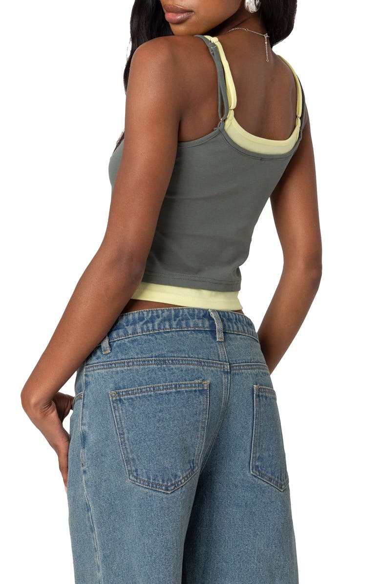 EDIKTED Element Layered Stretch Cotton Tank, Alternate, color, Olive