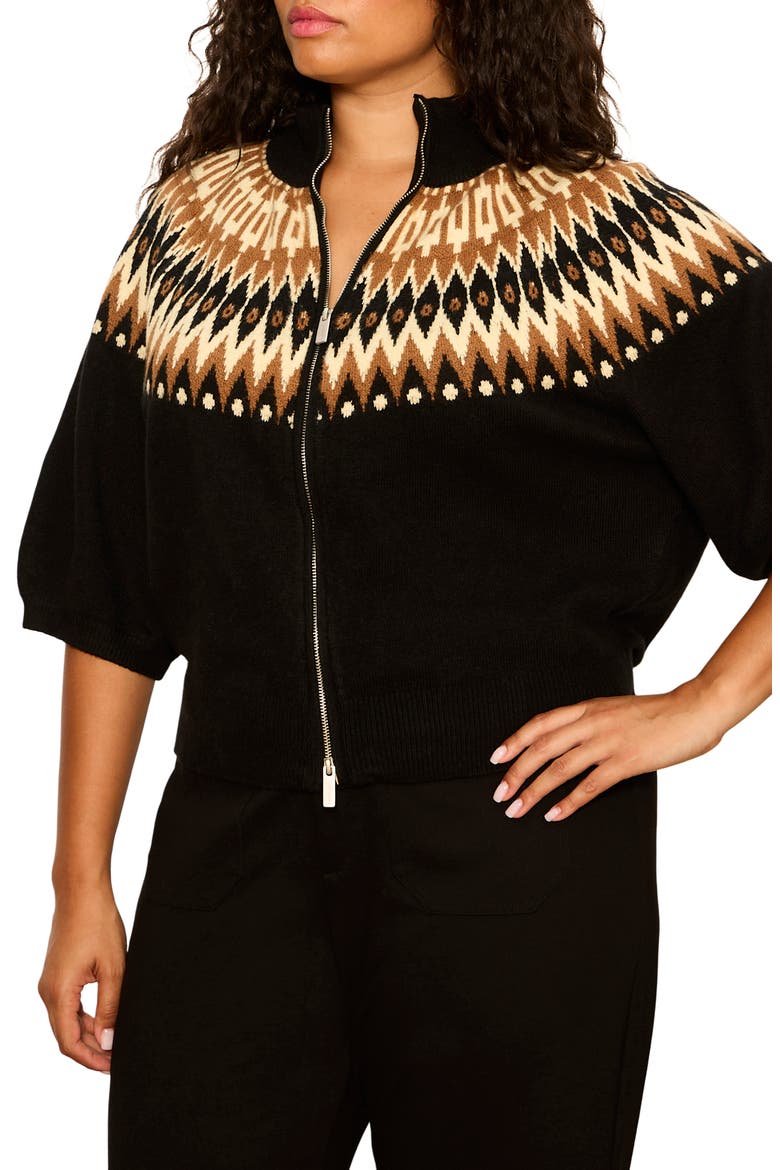 Fair Isle Zip Up Sweater, Alternate, color, POCONOS FAIRISLE