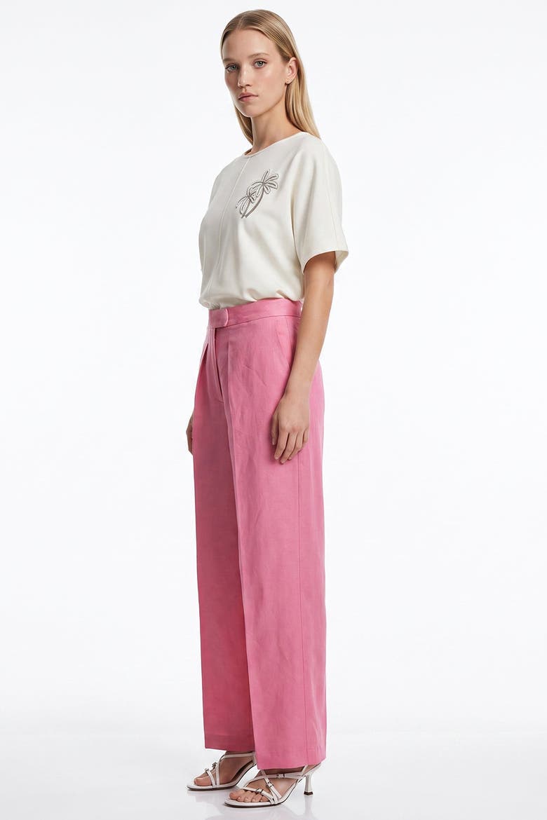 Octavia Wide Leg Linen Pants, Alternate, color, PINK
