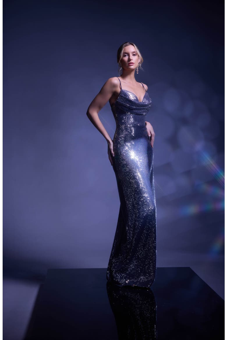 Elanora Sequin Column Gown, Alternate, color, NAVY-GOLD