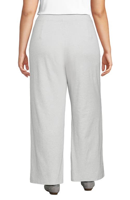 Lands' End Knit High Rise Pleated Wide Leg Pants In Soft Light Gray Heather