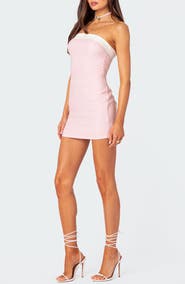 EDIKTED Priyah Contrast Foldover Strapless Minidress