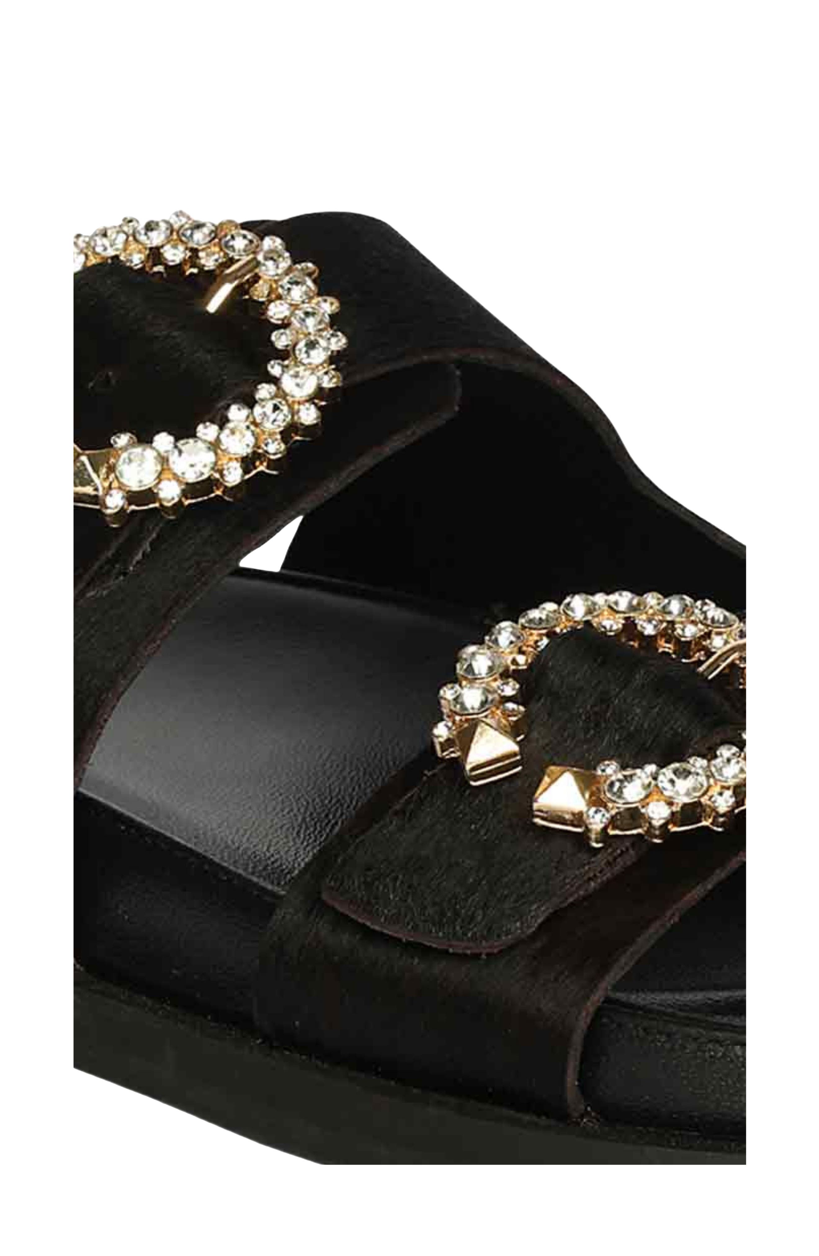 SAINT G Ishie Genuine Calf Hair Slide Sandal, Alternate, color, Black