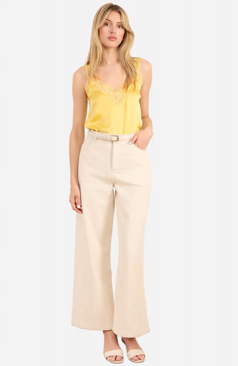 CAMI NYC Amora Lace Trim Silk Charmeuse Camisole, Alternate, color, Custard