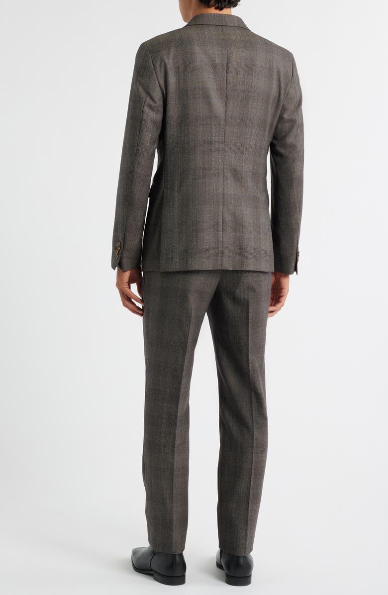 John Varvatos Star USA Varick Slim Fit Brown Glen Check Wool Blend Suit, Alternate, color, Brown