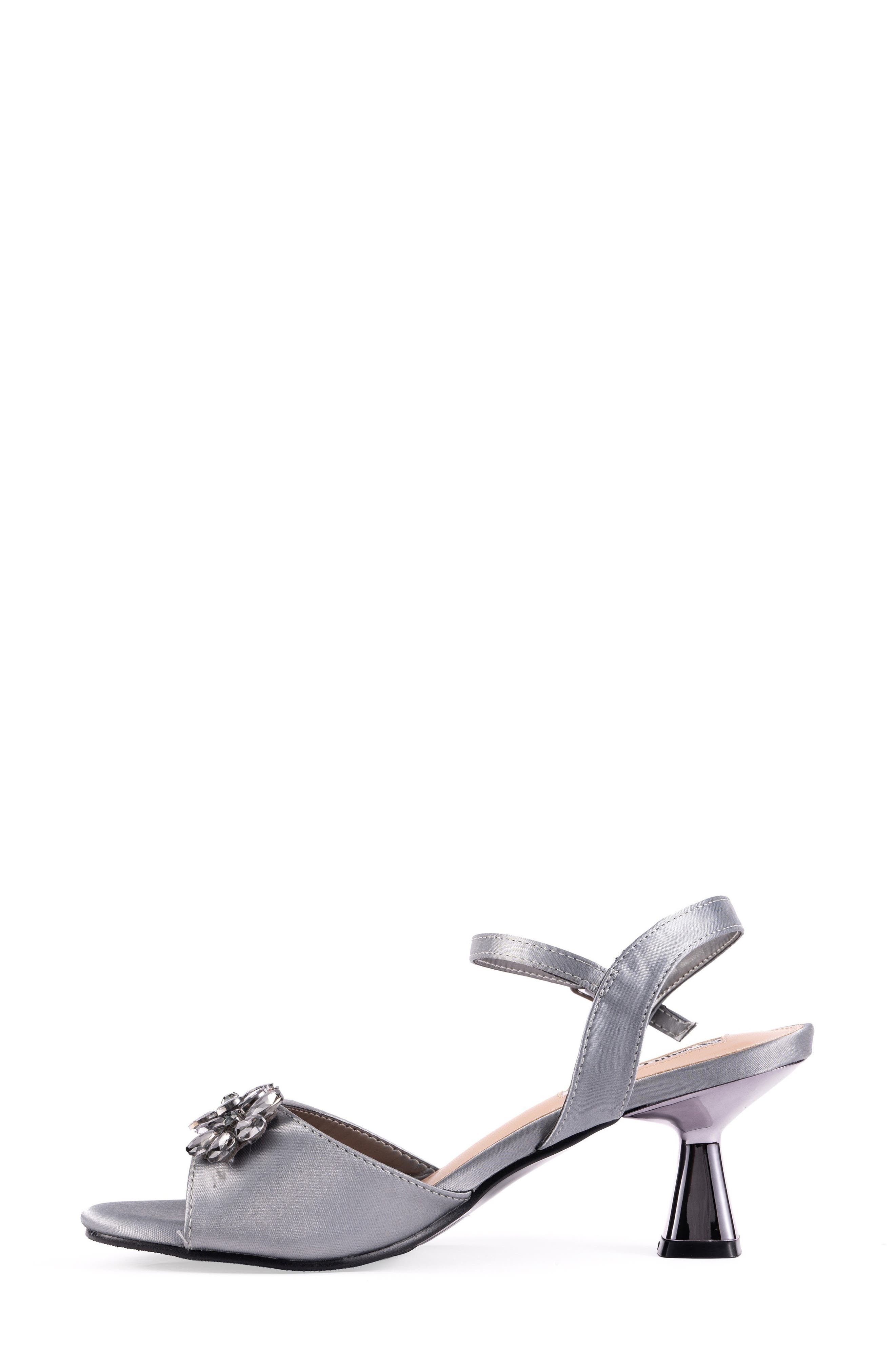Liz Floral Crystal Sandal, Alternate, color, PEWTER