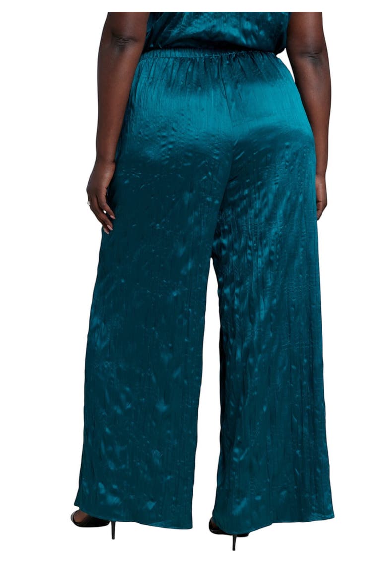 Crinkle Satin Wide Leg Pant, Alternate, color, TEAL PINE