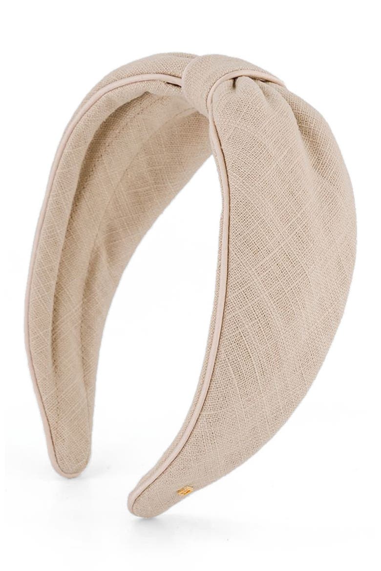 Linen Sahara Headband, Main, color, Beige