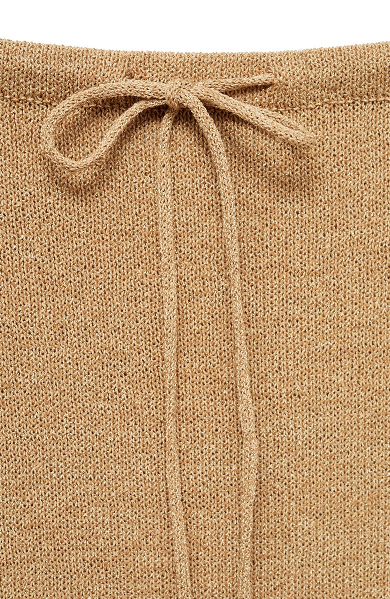 MANGO Drawstring Cotton Blend Knit Midi Skirt, Alternate, color,