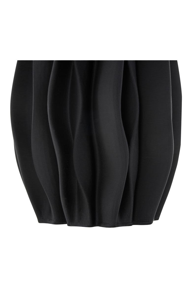 Ruffled Ceramic Vase, Alternate, color, BLACK