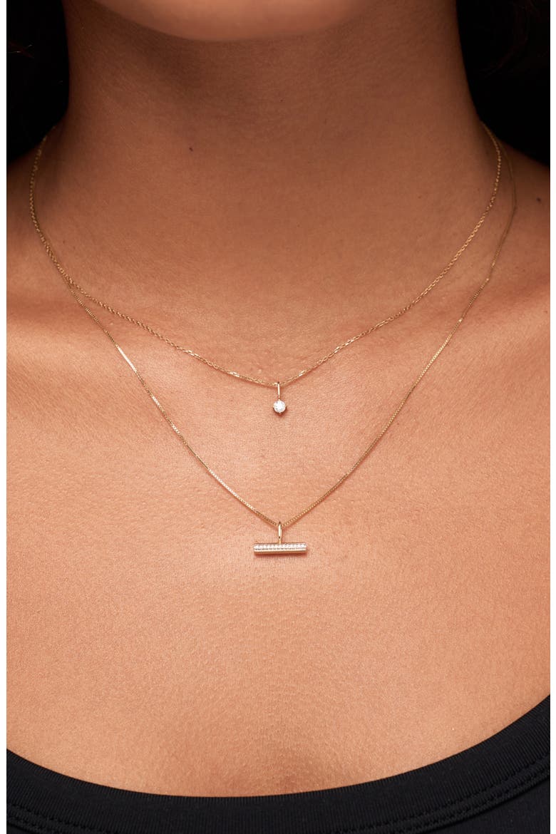 Solid Yellow Gold - Diamond Toggle Charm Necklace, Alternate, color, Gold