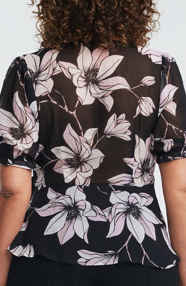 Estelle Azalea Floral Mesh Wrap Top, Alternate, color, 