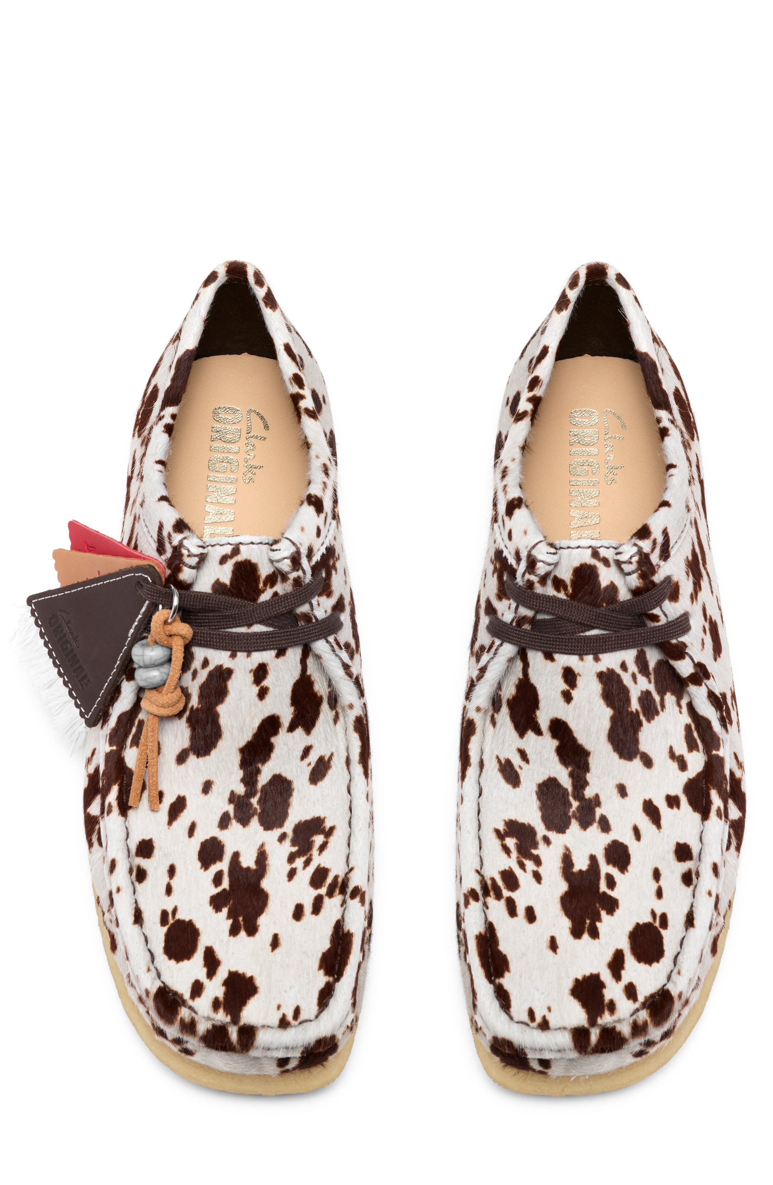 Wallabee Leather Shoe, Alternate, color, BROWN COW PRINT