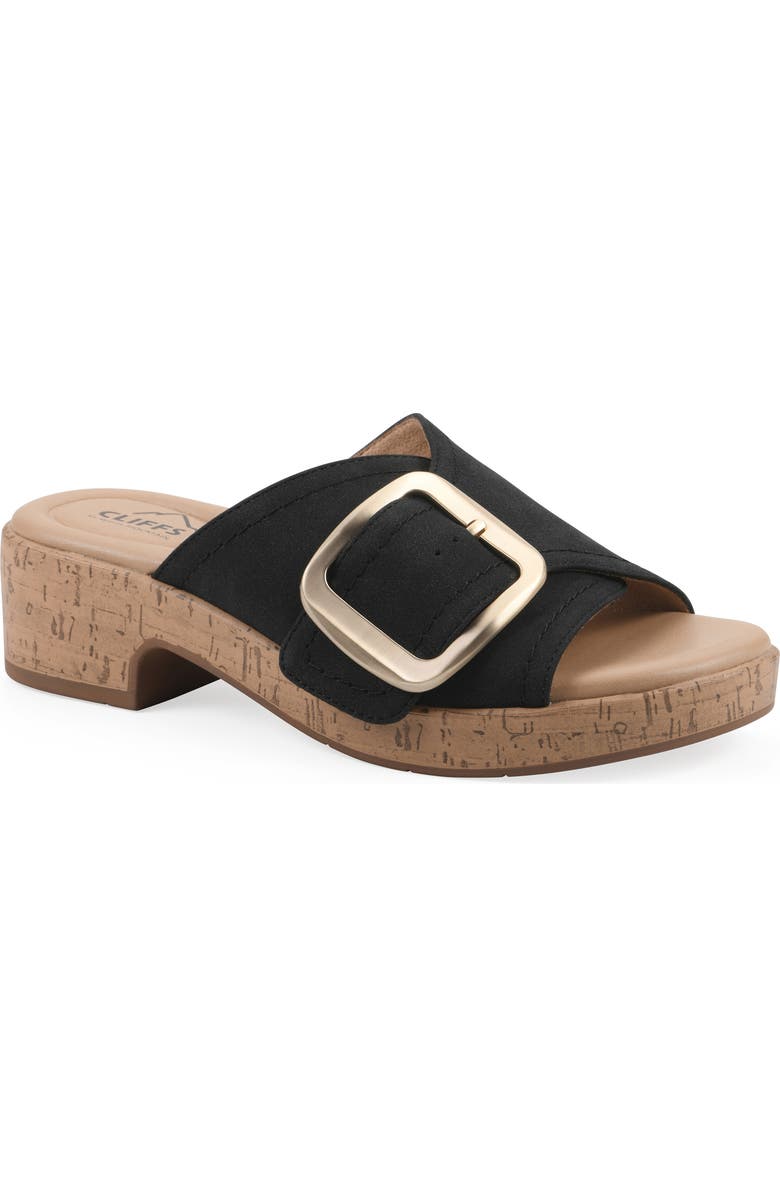 CLIFFS BY WHITE MOUNTAIN Filipia Block Heel Sandal, Main, color, Black/ Nubuck