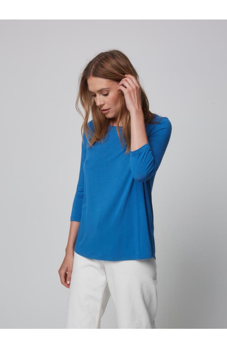 Majestic Filatures Soft Touch 3/4 Sleeve Crewneck, Alternate, color, Milk