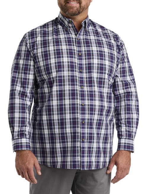 Harbor Bay By Dxl Harbor Bay Easy-care Multi Plaid Sport Shirt In Navy Multi