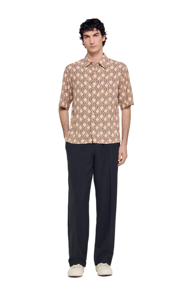 SANDRO Loose-fit rope print shirt, Alternate, color, Butter Cream