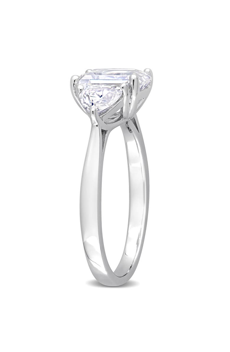 Julianna B. Moissanite Emerald 3-Stone Ring, Alternate, color, Sterling Silver