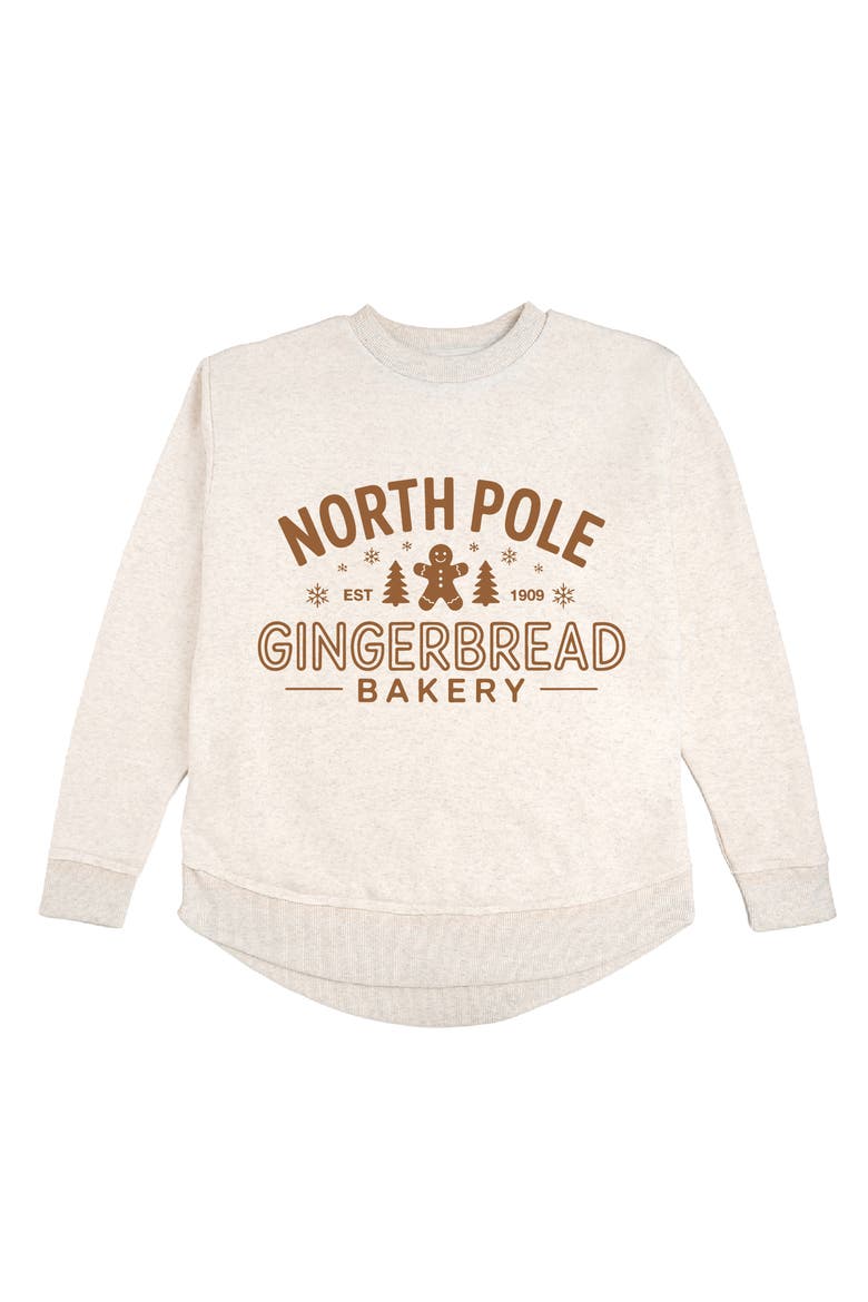 North Pole Gingerbread Christmas Women's Sweatshirt, Main, color, Natural Heather