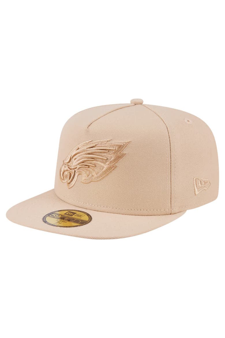Men's New Era  Light Beige Philadelphia Eagles Color Pack A-Frame 59FIFTY Fitted Hat, Main, color, Light Beige