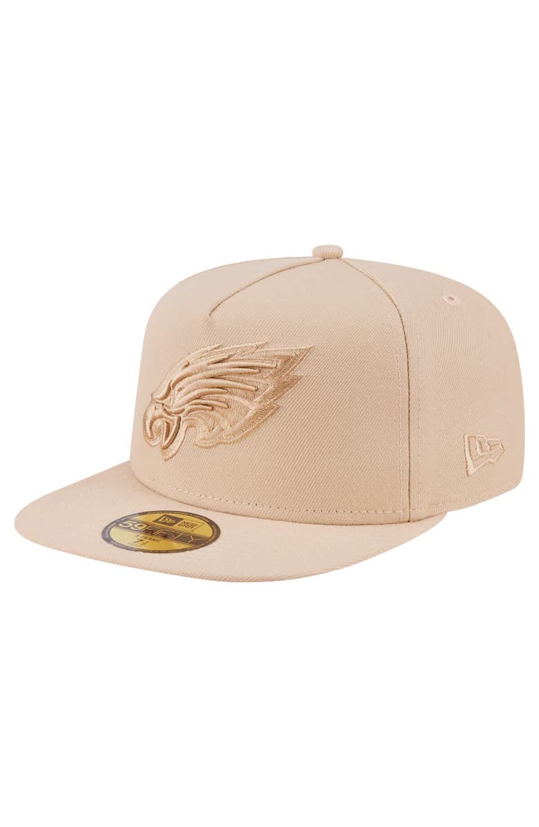 New Era Men's New Era  Light Beige Philadelphia Eagles Color Pack A-Frame 59FIFTY Fitted Hat, Main, color, Light Beige