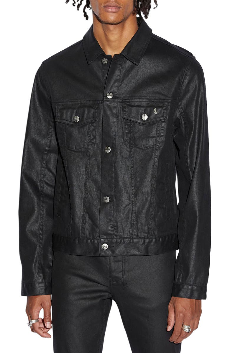 Ksubi Waxed Denim Trucker Jacket, Main, color, 