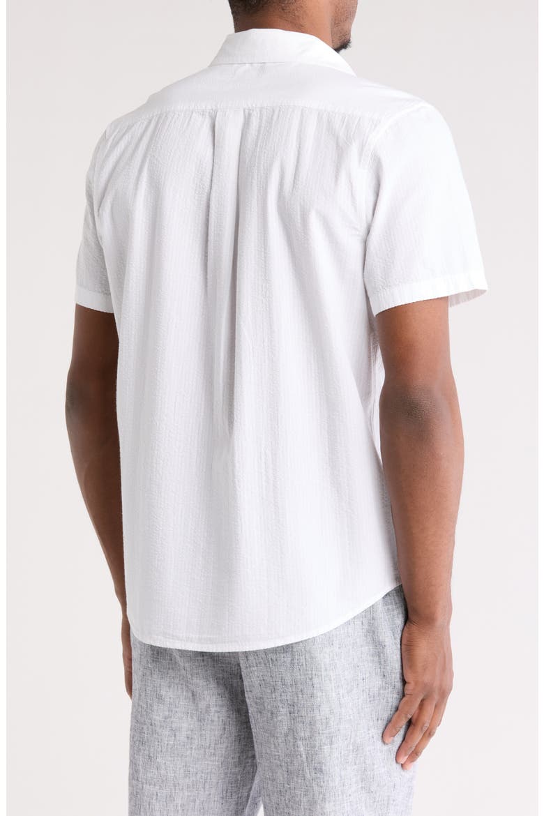 Seersucker Short Sleeve Cotton Button-Up Shirt, Alternate, color, WHITE