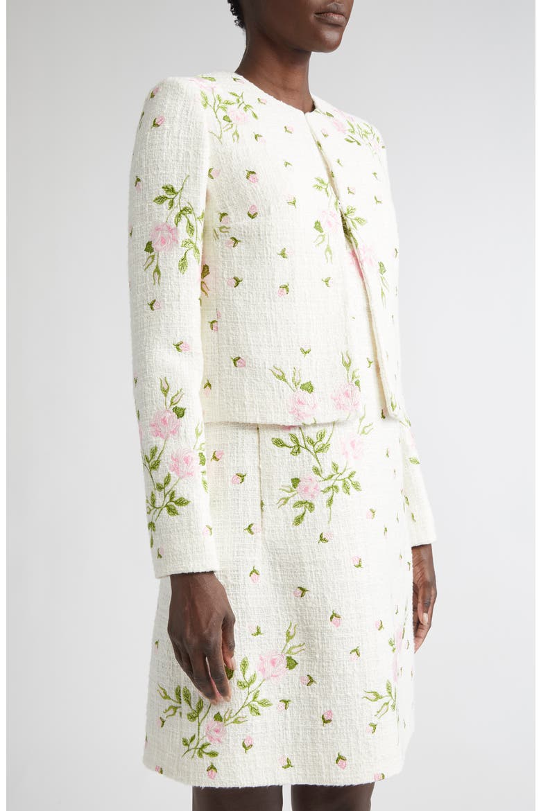 Rose Embroidered Cotton Blend Jacket (Nordstrom Exclusive), Alternate, color, TRIANON ROSES BOUCLE