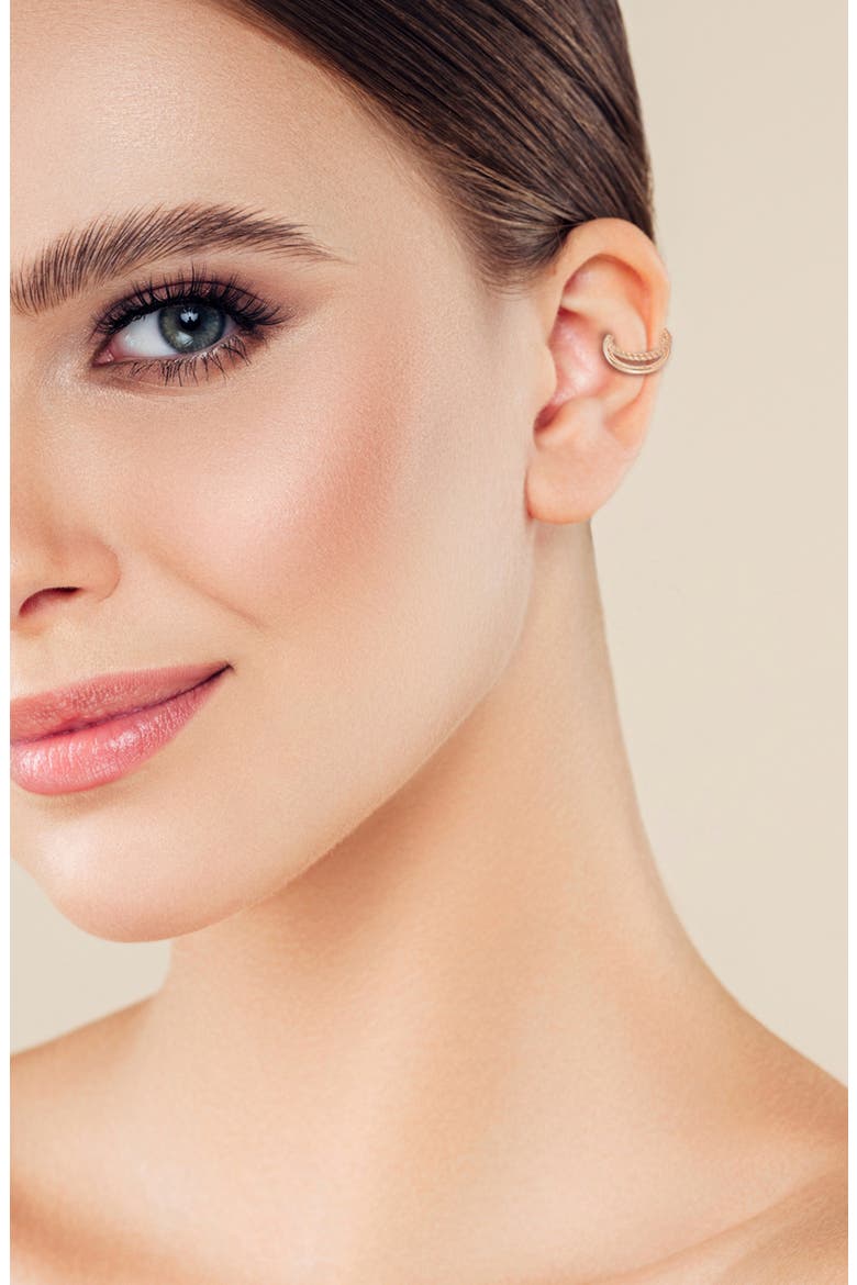 Double Row Sterling Silver Ear Cuff, Alternate, color, ROSE GOLD