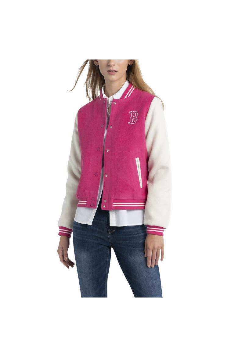 Women's Lusso  Pink Boston Red Sox Priya Full-Snap Varsity Jacket, Alternate, color, Pink