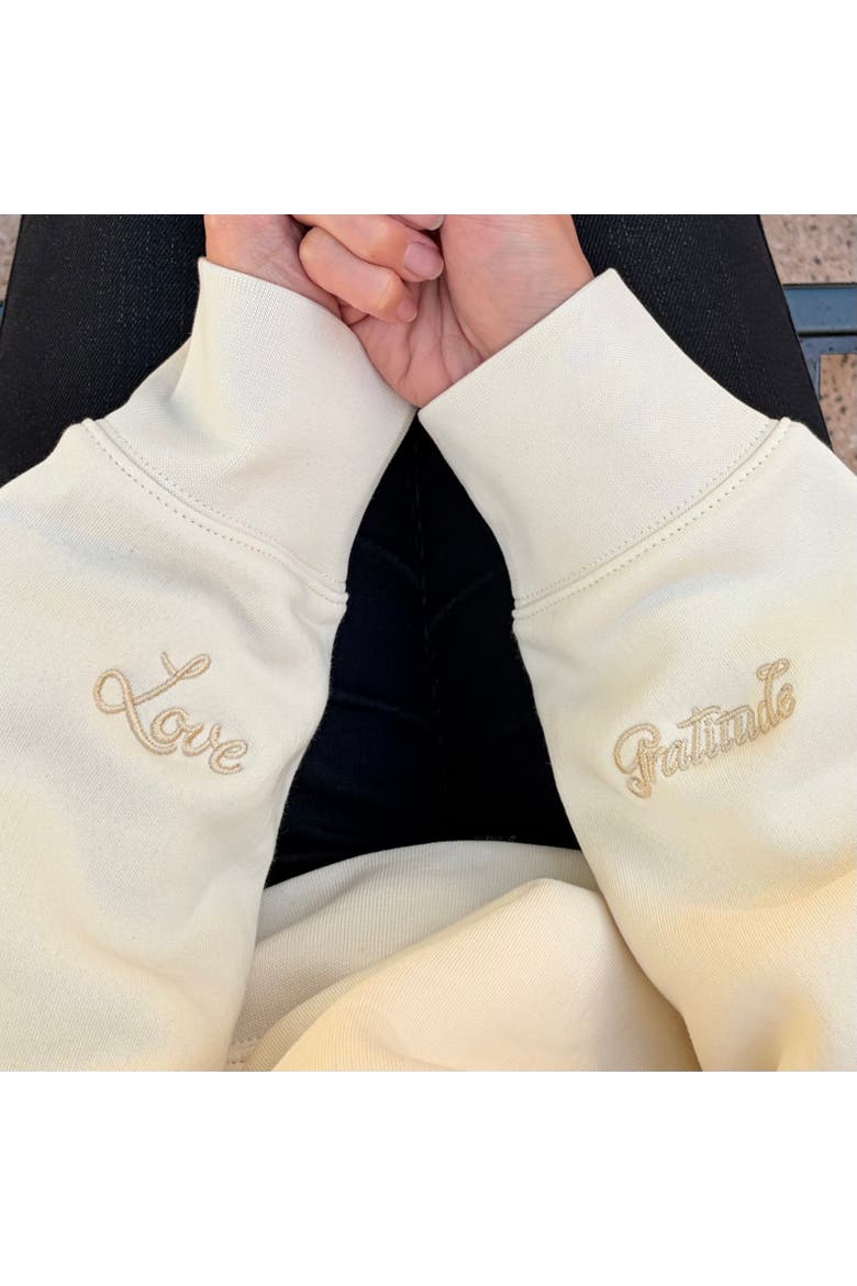Love/Gratitude Sweatshirt + Manifestation Kit, Alternate, color, Ecru/Cream