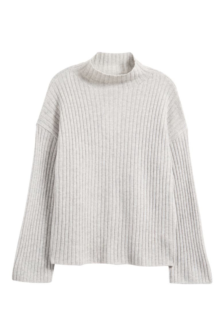 Lawson Oversize Cashmere Rib Turtleneck Sweater, Main, color, FOGGY