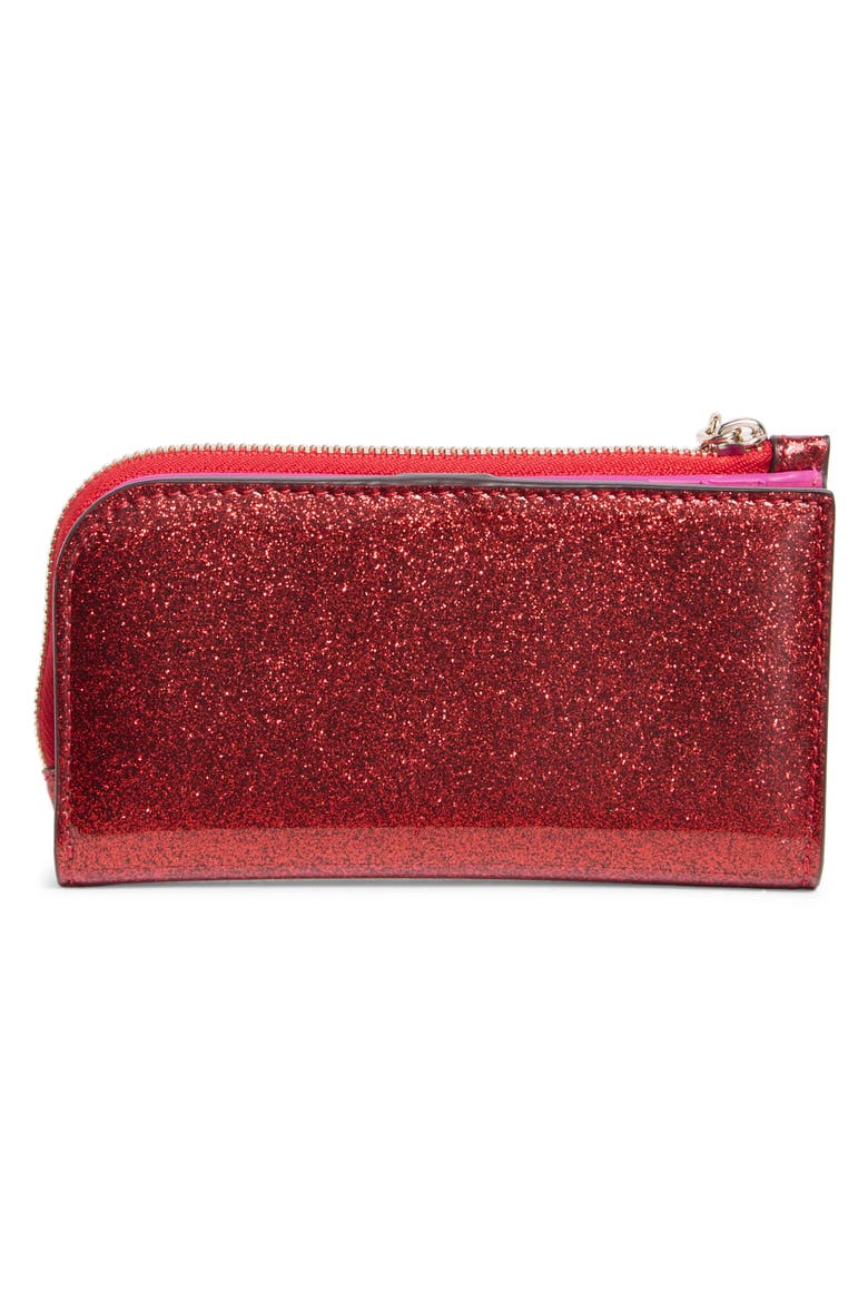 detour glitter patent leather slim bifold wallet, Alternate, color, RED MULTI