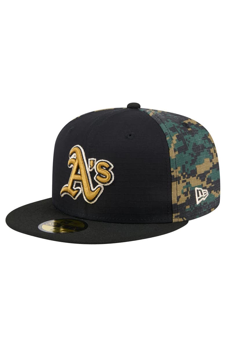 New Era Men's New Era Black Oakland Athletics Digi Camo 59FIFTY Fitted Hat, Main, color, Black