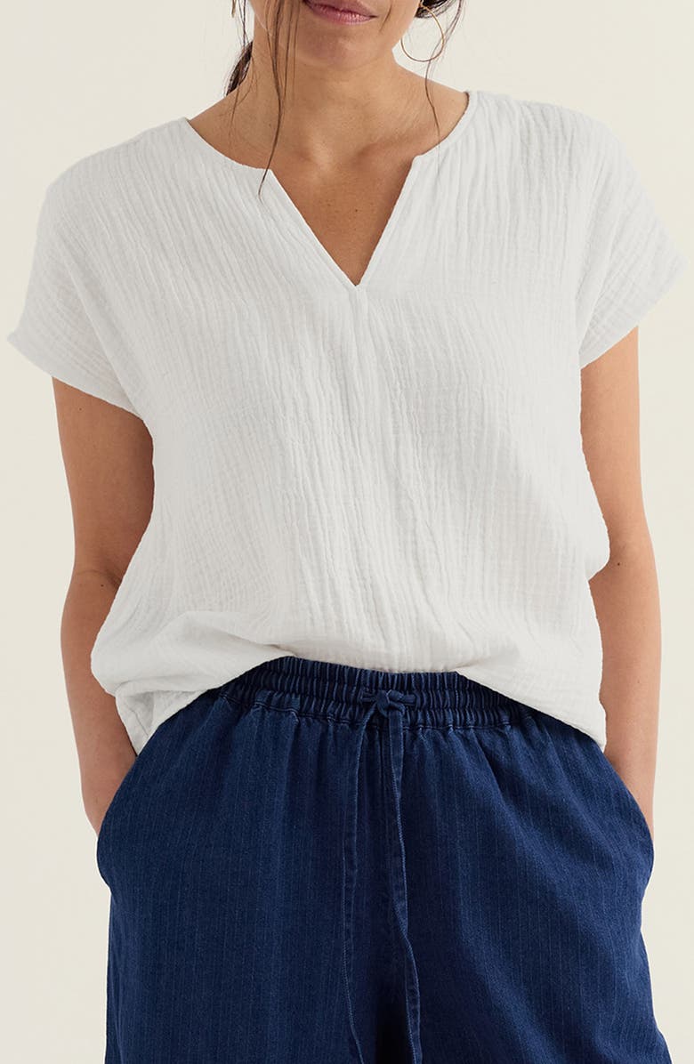 Seasalt Cornwall Landscape Organic Cotton Gauze Top, Main, color, Chalk