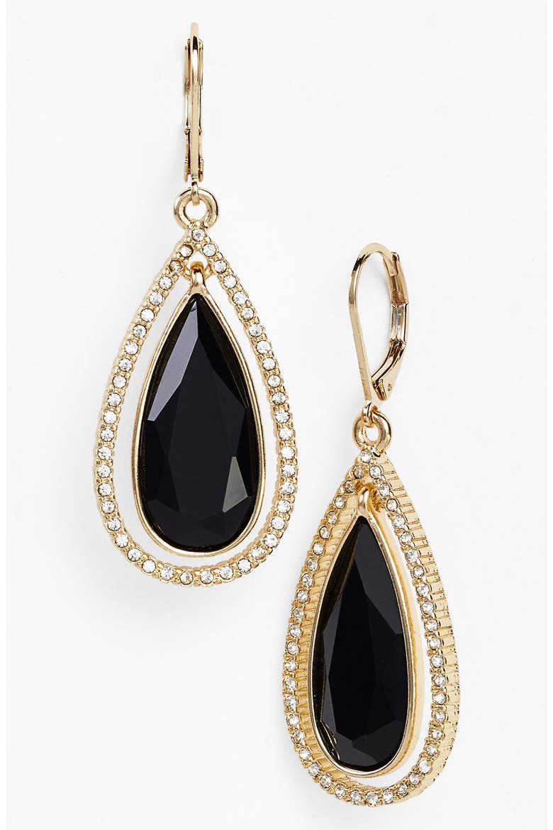 Anne Klein Teardrop Earrings, Main, color, GOLD/ JET