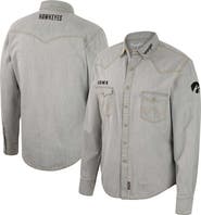 COLOSSEUM Men's Colosseum x Wrangler Gray Iowa Hawkeyes Cowboy Cut Western Full-Snap Long Sleeve Shirt